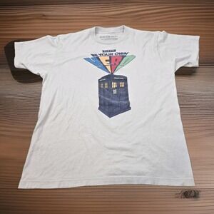 Doctor Who T‎ Shirt Mens L Gray Always Be Your Own Hero Phonebooth  Short Sleeve